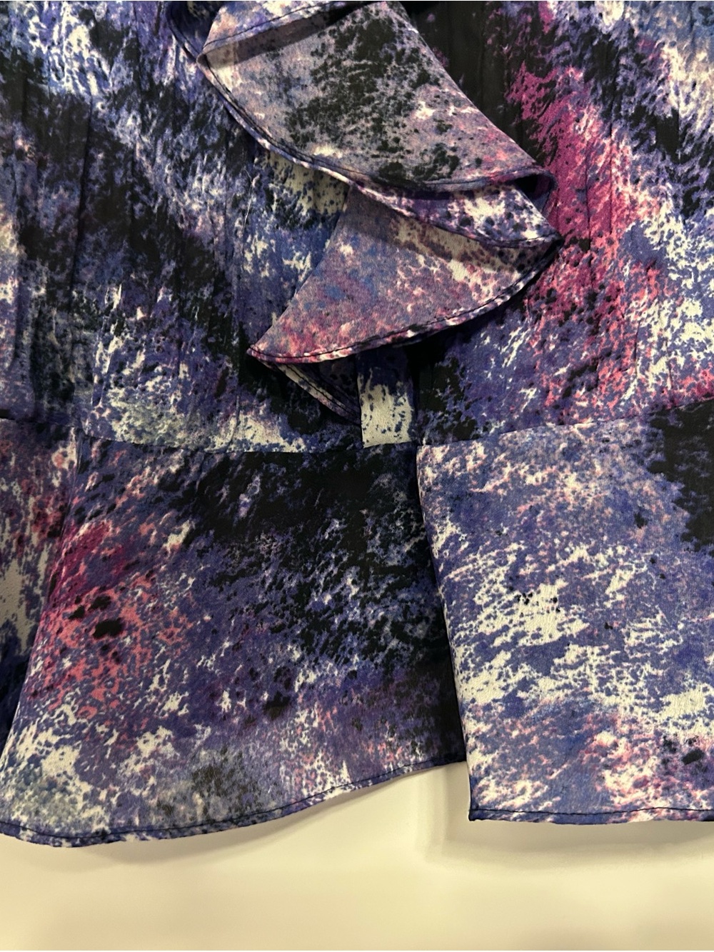 Y2K Allison Taylor Purple & Pink Ruffle Short-Sleeve Blouse Size M - Picture 4 of 8